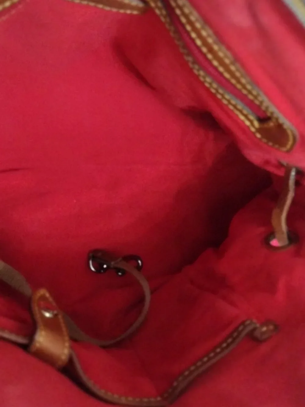 Dooney & Bourke Pink Nylon Satchel Brown Leather Trim Braided Handles Shoulder